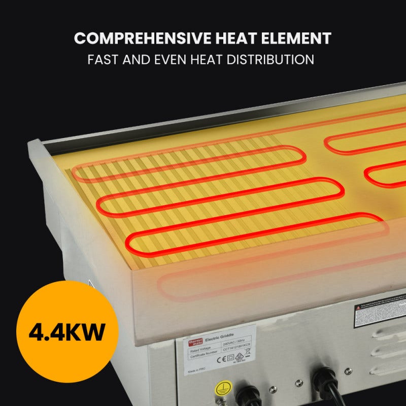 THERMOMATE Commercial Electric Griddle TH-G06, 4400W 73x40cm Half Ribbed Dual Surface โ image 5