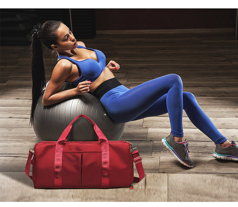Red Large Capacity Travel Duffel Bag – Wet & Dry Separation, Shoe Compartment, and Luggage Sleeve for Gym, Yoga, and Short Trips — image 2
