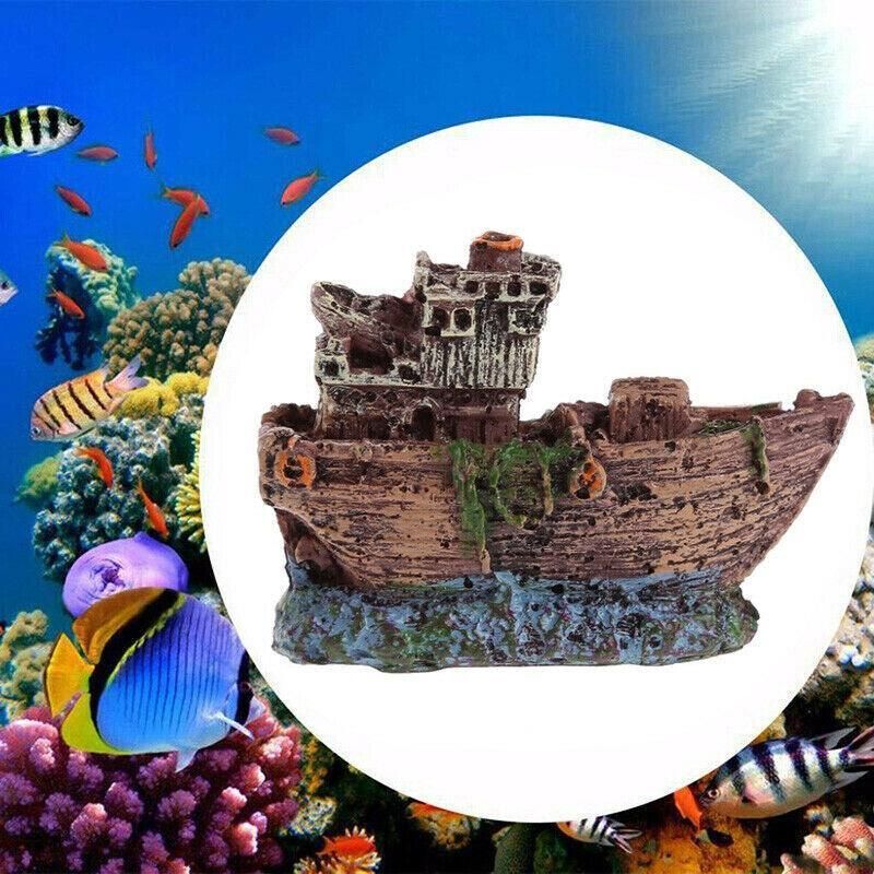 Aquarium Fish Tank Boat Ornament Pirate Ships Resin Landscape Underwater Decor - A080 Ship โ image 6