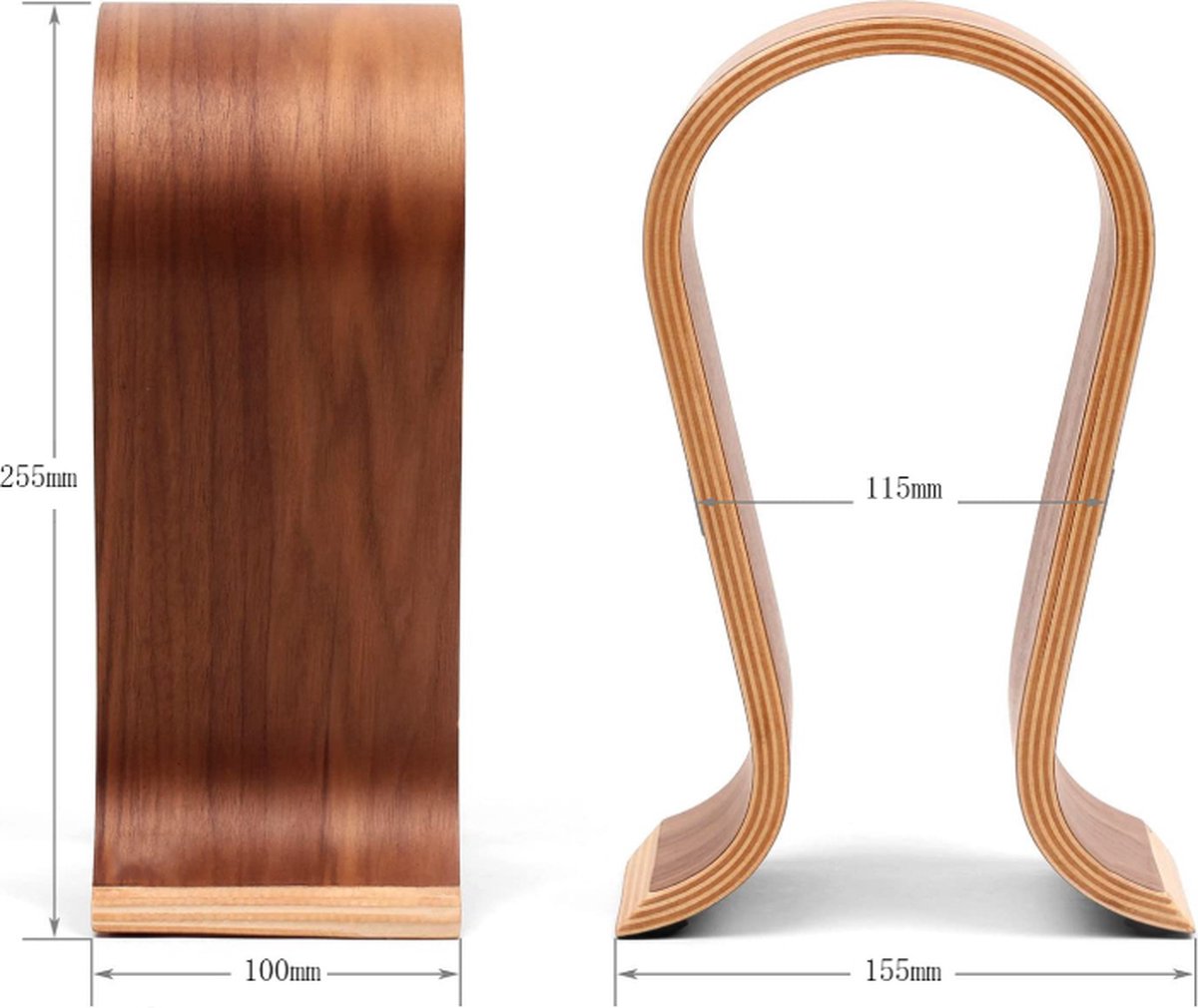 Headset Stand - Headphone Holder - Headphone Hook - Headphone Hanger - Wooden - 255 × 100 × 155MM - Wood Color — image 5