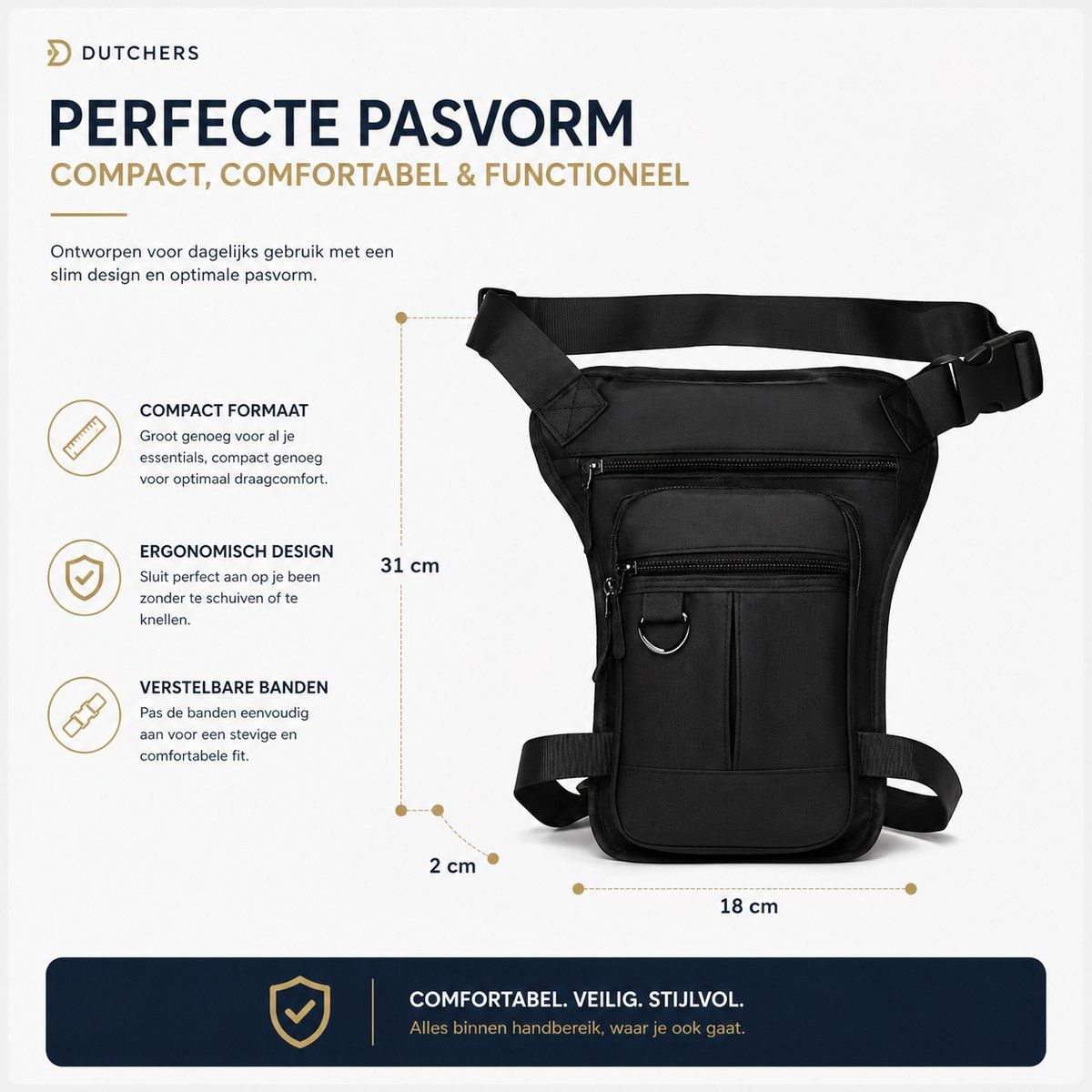 Water-Resistant Oxford Leg Bag with Adjustable Waist and Thigh Straps, Compact Motorcycle Crossbody Bag for Cycling, Hiking and Travel โ image 5