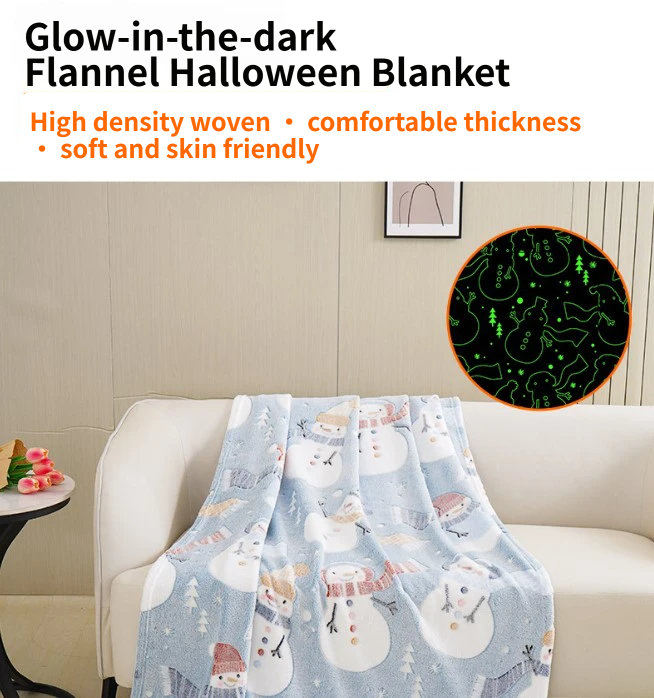 Glow in the Dark Flannel Blanket with Playful Hallowen Pumpkin (S128 / 150 x 200CM) - Versatile Soft Plush Magic Throw Blanket, Durable High Density Woven & โ image 2