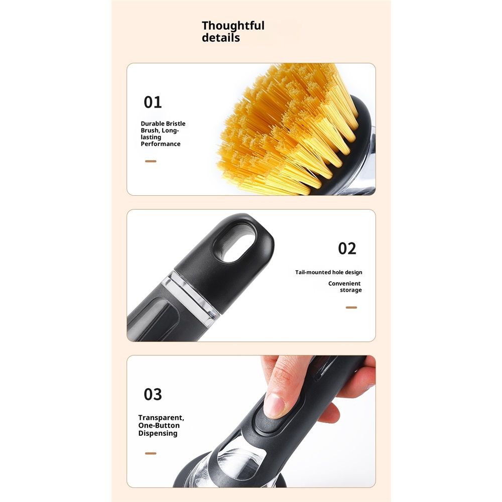 Refillable Soap-Dispensing Dish Brush with Replacement Head, for Pot Pan Sink Cleaning Dish Scrubber Brush (Yellow) — image 5