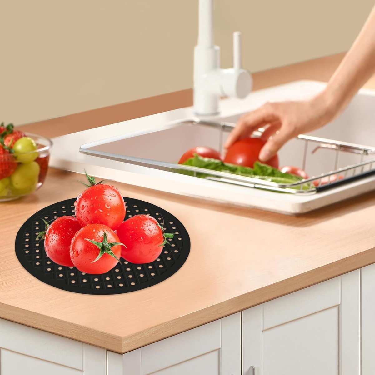 1 Piece Silicone Sink Mat - Washbasin Mat - Sink Mats - Rubber Countertop Mat for Sink - Cuttable - Foldable - Non-slip - Round sink mat - Protective mat - For — image 5