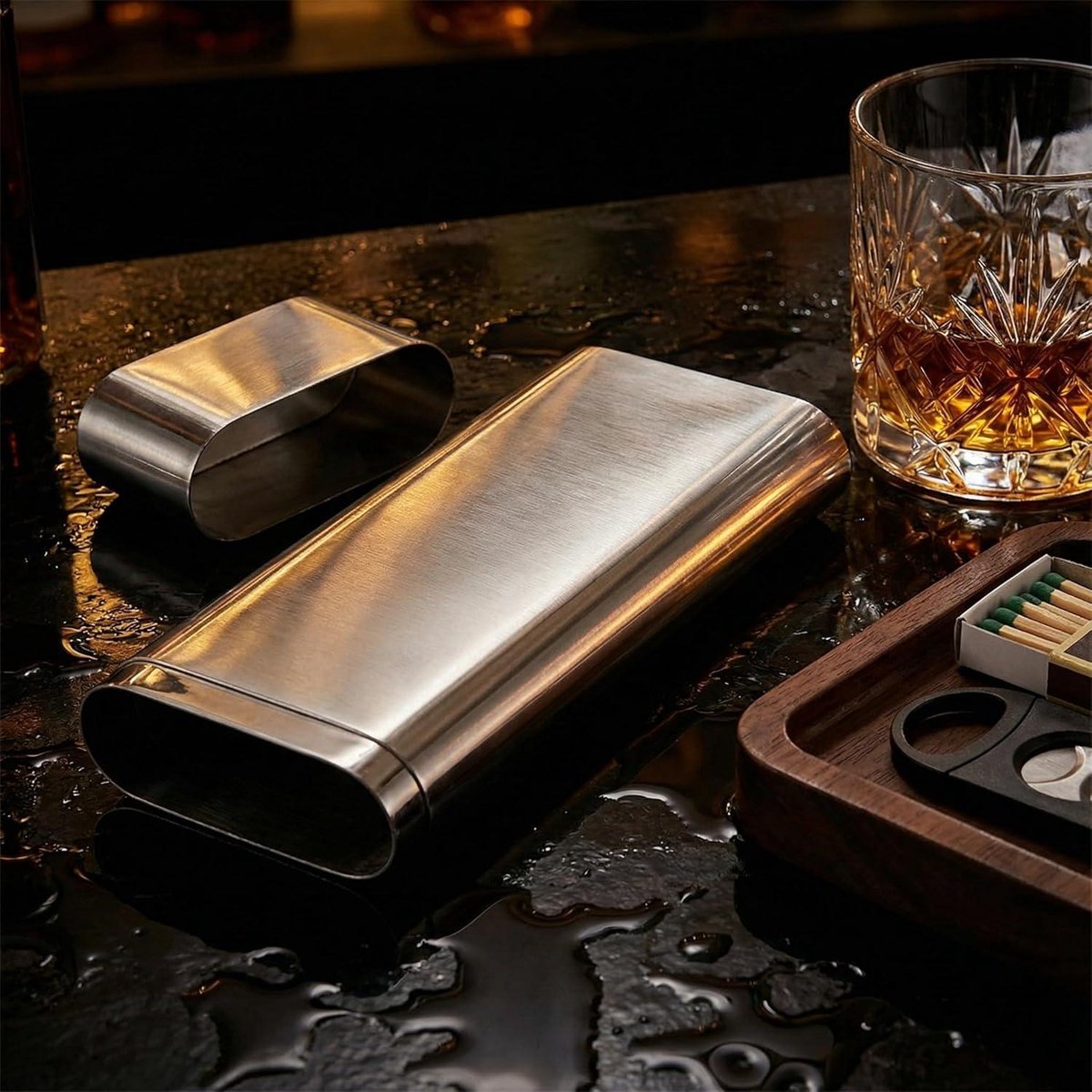 Stainless Steel Travel Case Portable Holder for Light Humidor Storage Accessories with Handle — image 3