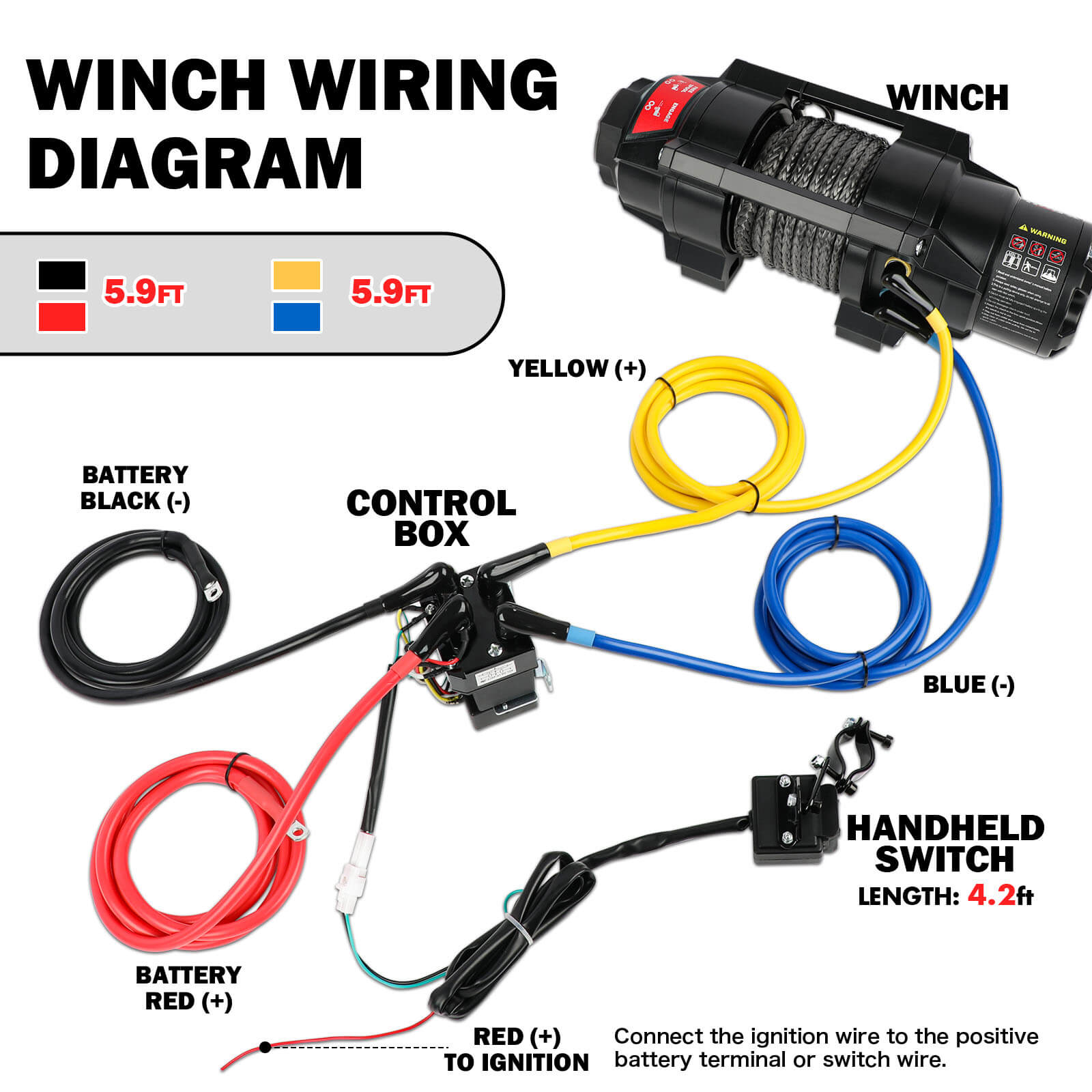 X-BULL 5000LBS Electric Winch 12V Synthetic Rope ATV UTV Boat Upgraded version โ image 3