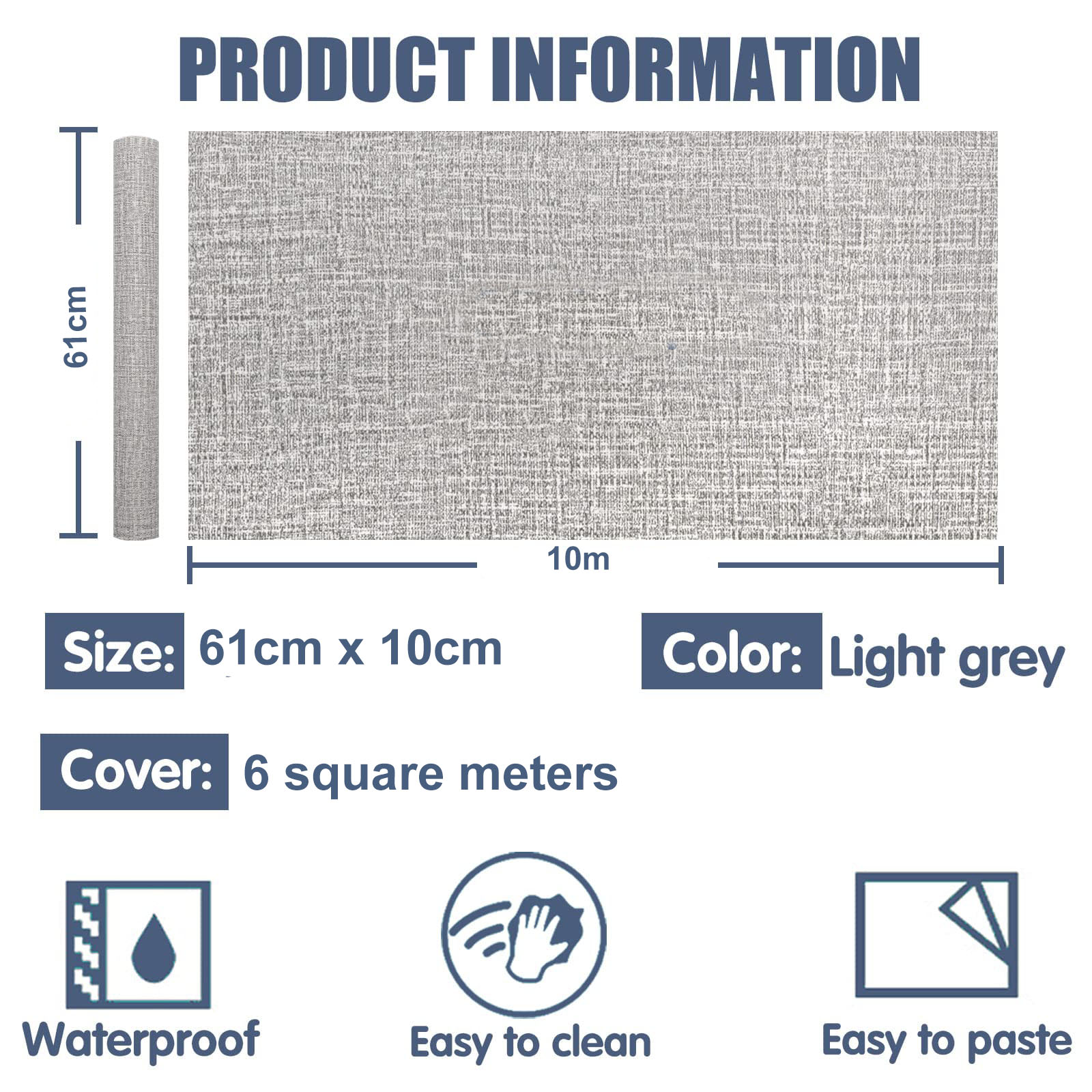 61cm x 10m Wallpaper Decor Faux Grasscloth Contact Paper Wall Paper Self Adhesive Removable — image 6