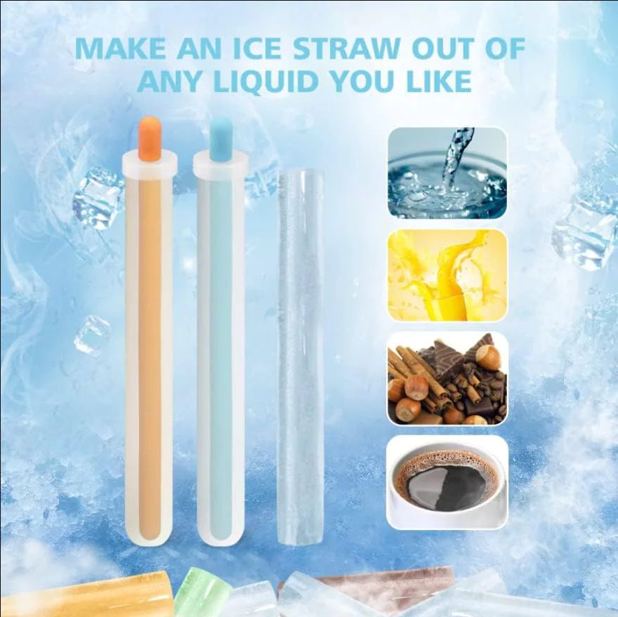 2 Pcs Reusable Ice Straw Molds for Drinks, DIY Drinking Straw Mold Water Bottle Ice Straw Stick BPA Free Silicone Ice Cubes โ image 5
