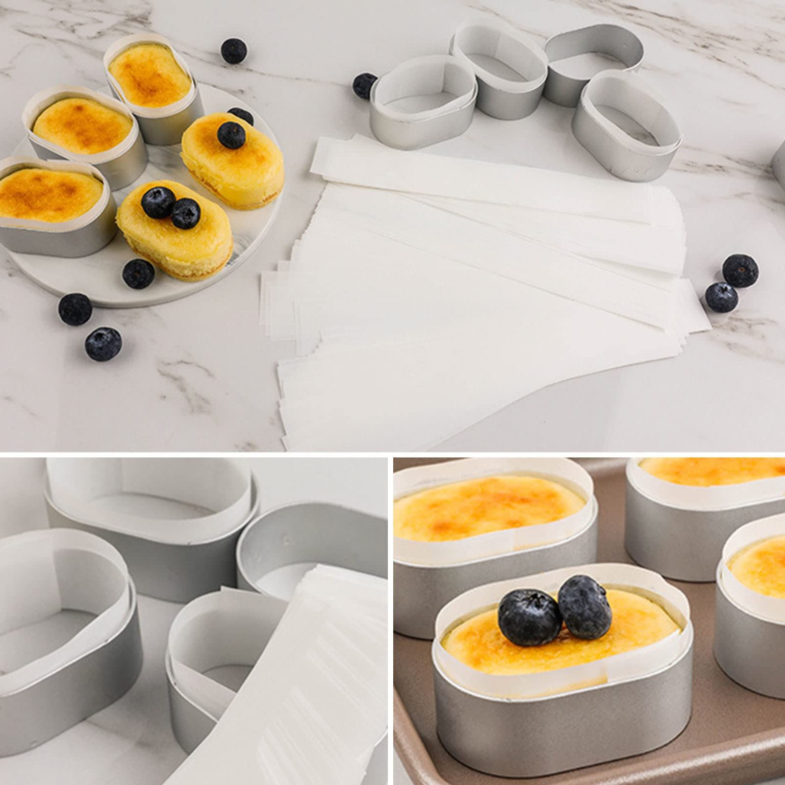 10pcs/set Cake Mold Oval Half-cooked Cheese Mold Cheese Mould Tray ToolsVent Hole Stainless Steel Mold Cake Cutting Baking Mould — image 4