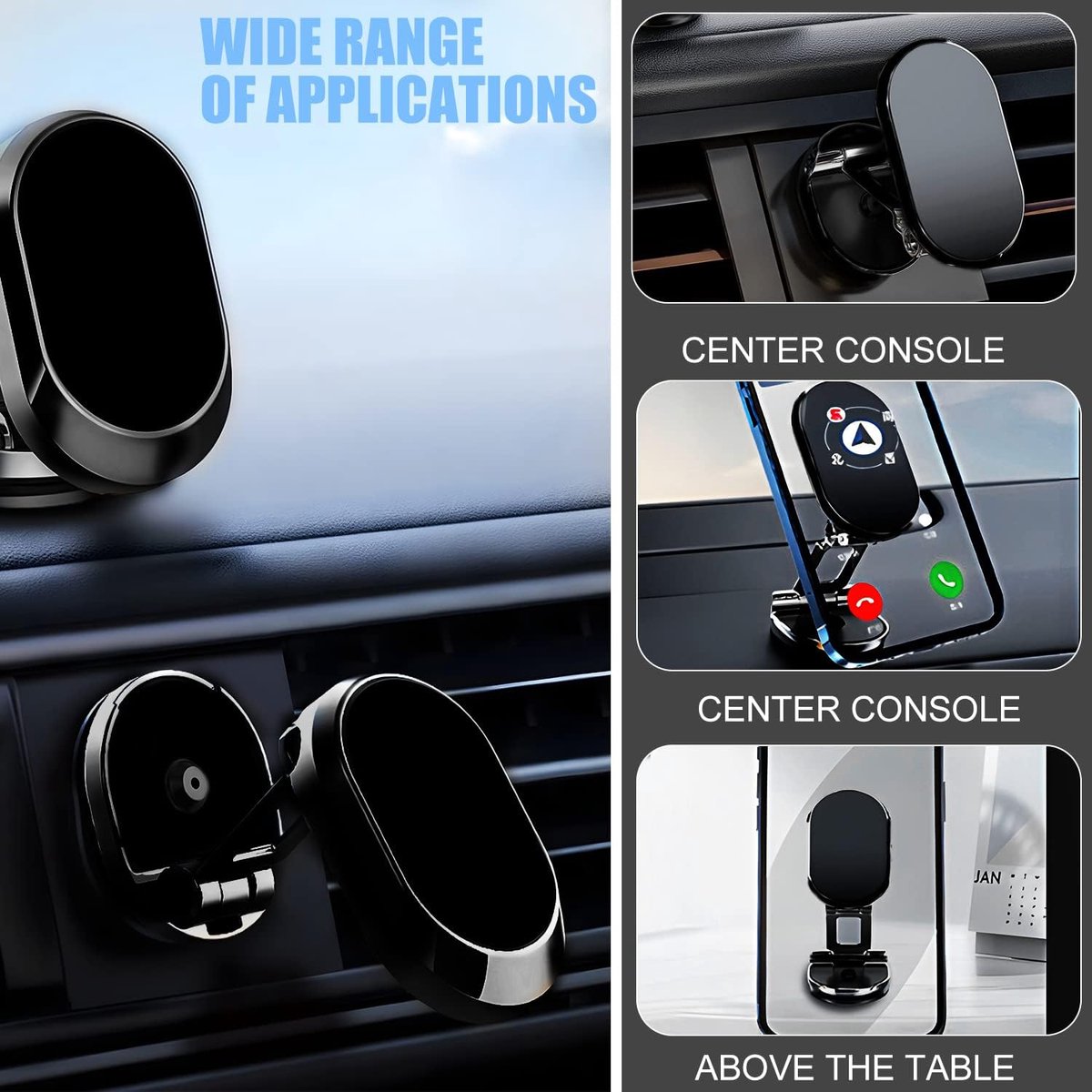 Magnetic Car Phone Holder - Foldable Multi-Angle Rotation - 360 Degree Rotatable Magnetic Phone Holder - For Mobile Phones / Smartphones In The Car - Universal — image 2