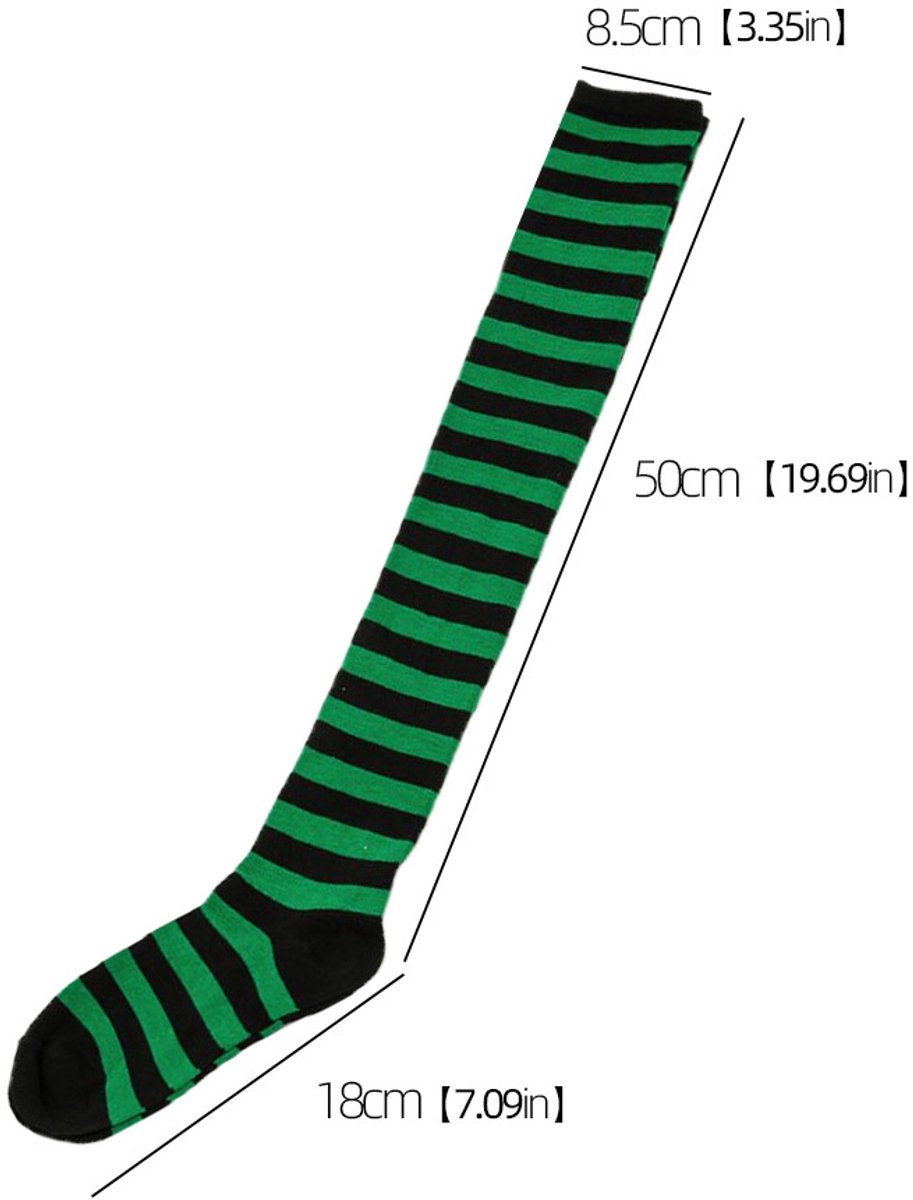 3 pairs - Socks - Christmas socks - knee socks - over-the-knee socks - long socks - high socks - elastic striped socks set - long striped Christmas socks — image 2