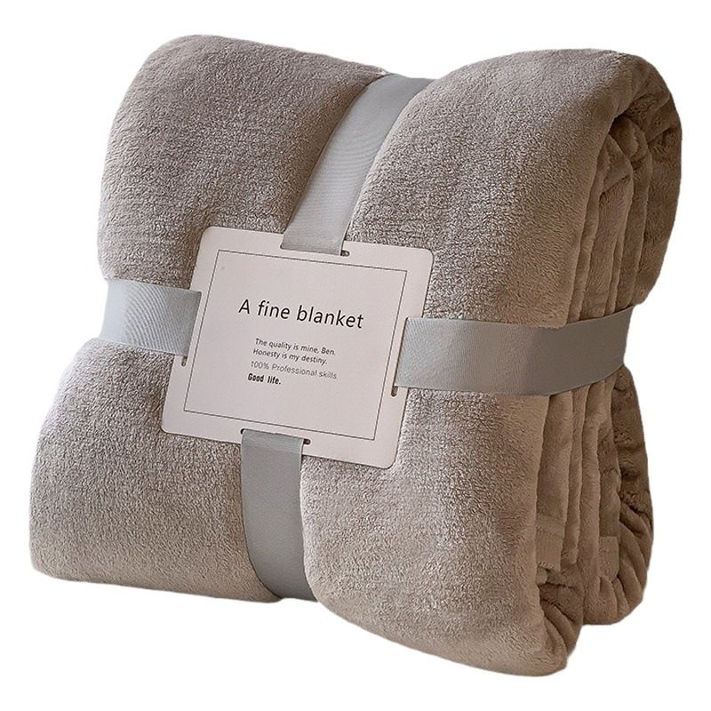 Mianyu Coral Velvet Blanket Solid Color 100X120CM Sunshine Camel 120x 200cm + cardboard ribbon โ image 2