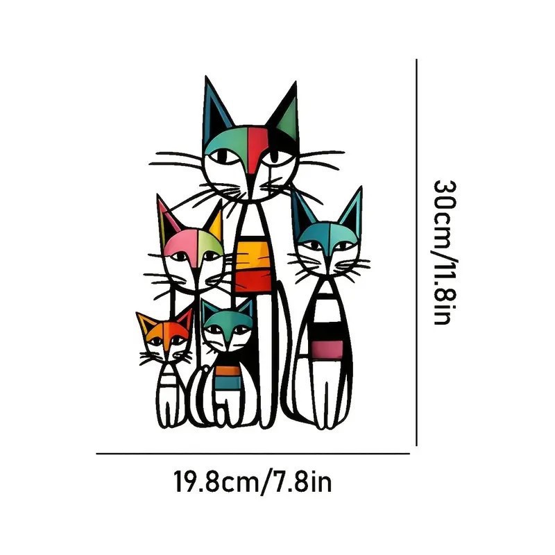 Cute Cartoon Cat Iron Wall Decor(30x19.8CM)- Metal Painted Iron Art Hanging Ornament for Living Room and Bedroom — image 2