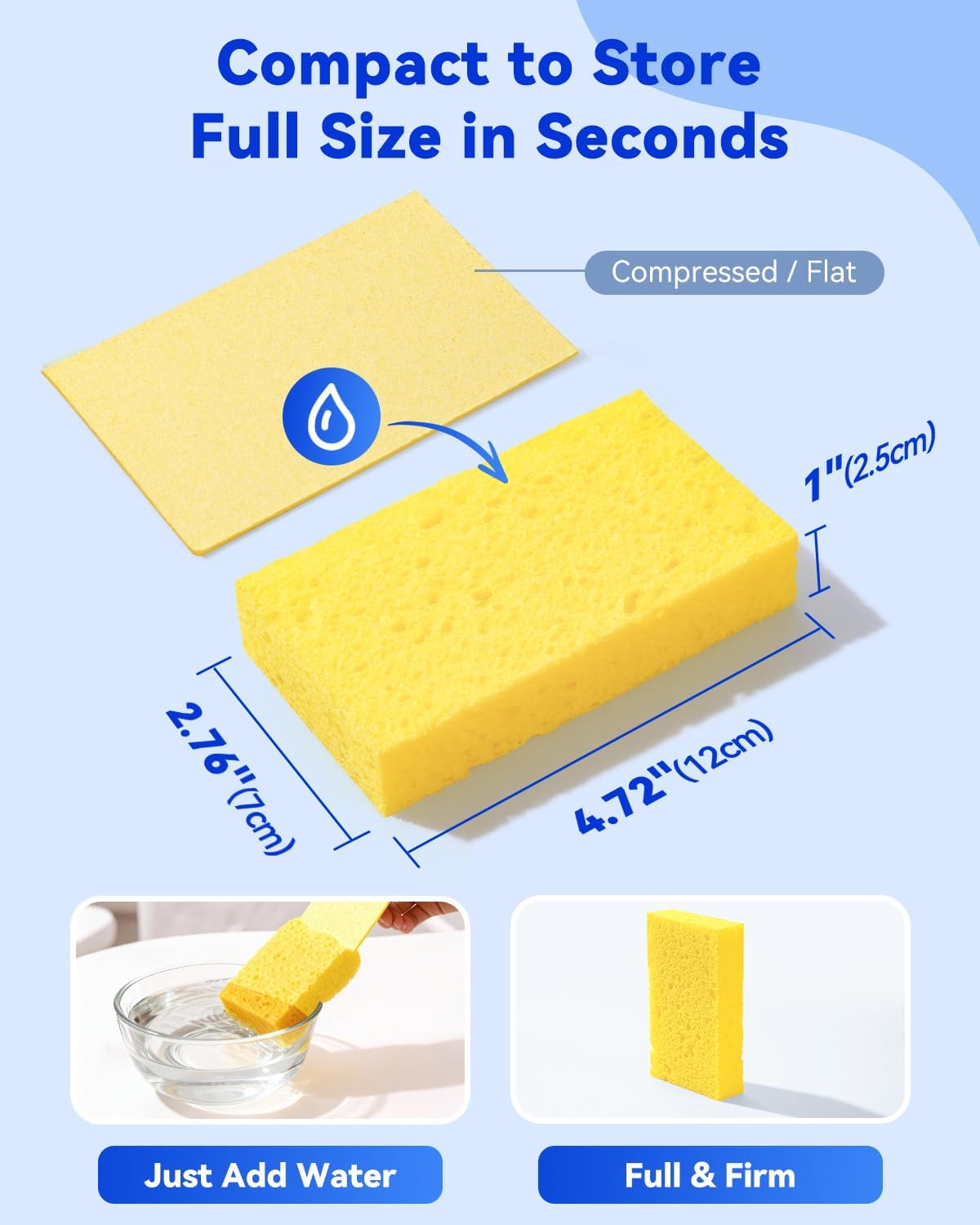 12-Count Cellulose Sponges, Non-Scratch Kitchen Sponges for Dish,Colorful Compressed Dish Scrubber Sponge for Household,Cookware,Bathroom โ image 2