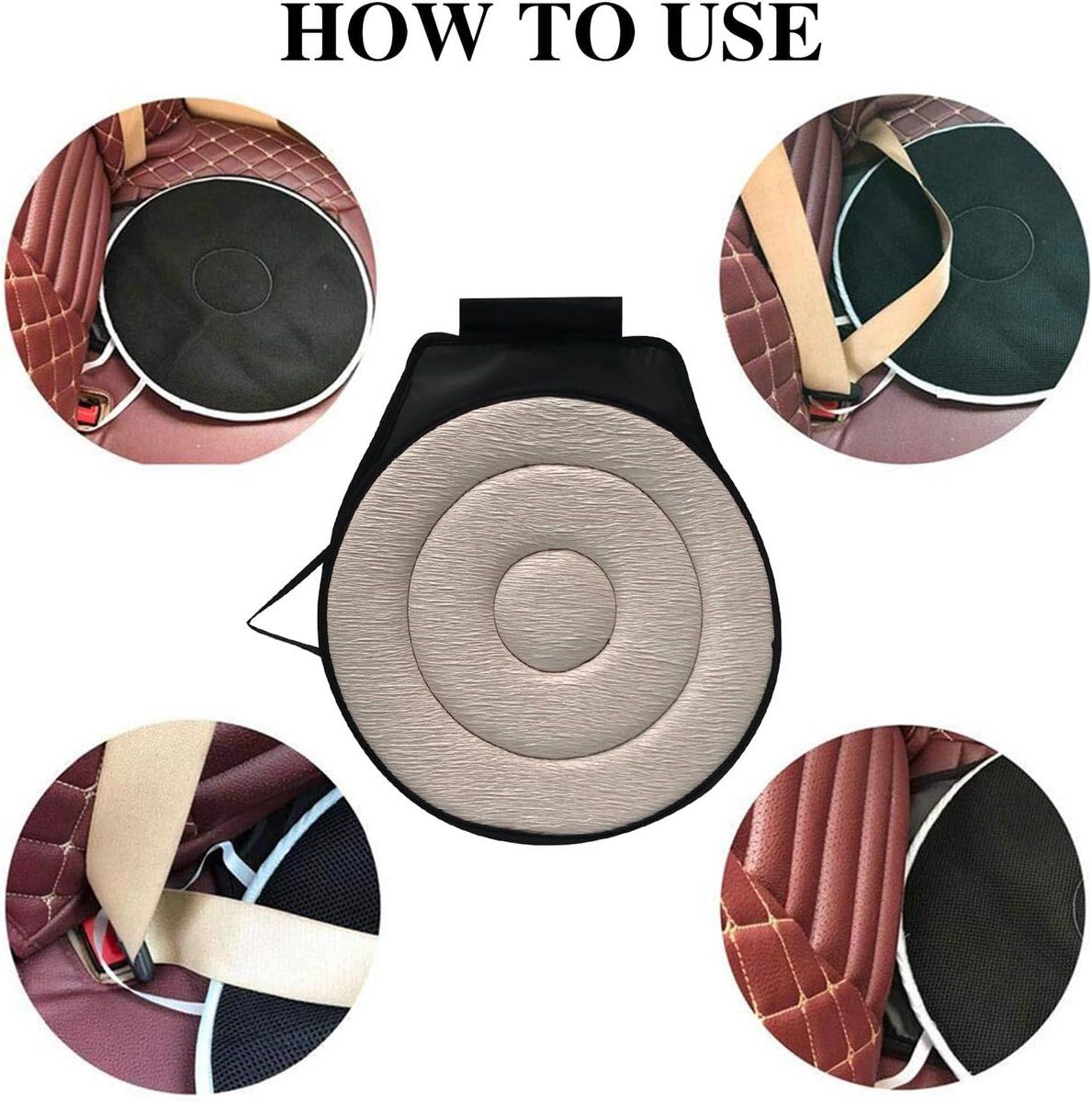 Swivel Cushion, Wheelchair Cushion, 360-degree rotatable seat cushion, car seat cushion, 40 x 40 cm, Dark Red โ image 6