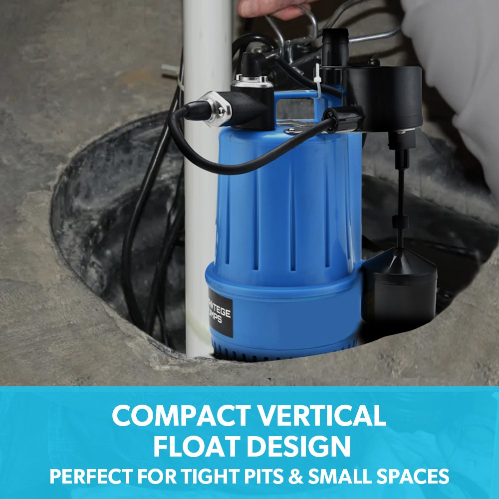 PROTEGE Tight Access Clean/Grey Water Submersible Sump Pump, Vertical Float Switch — image 3