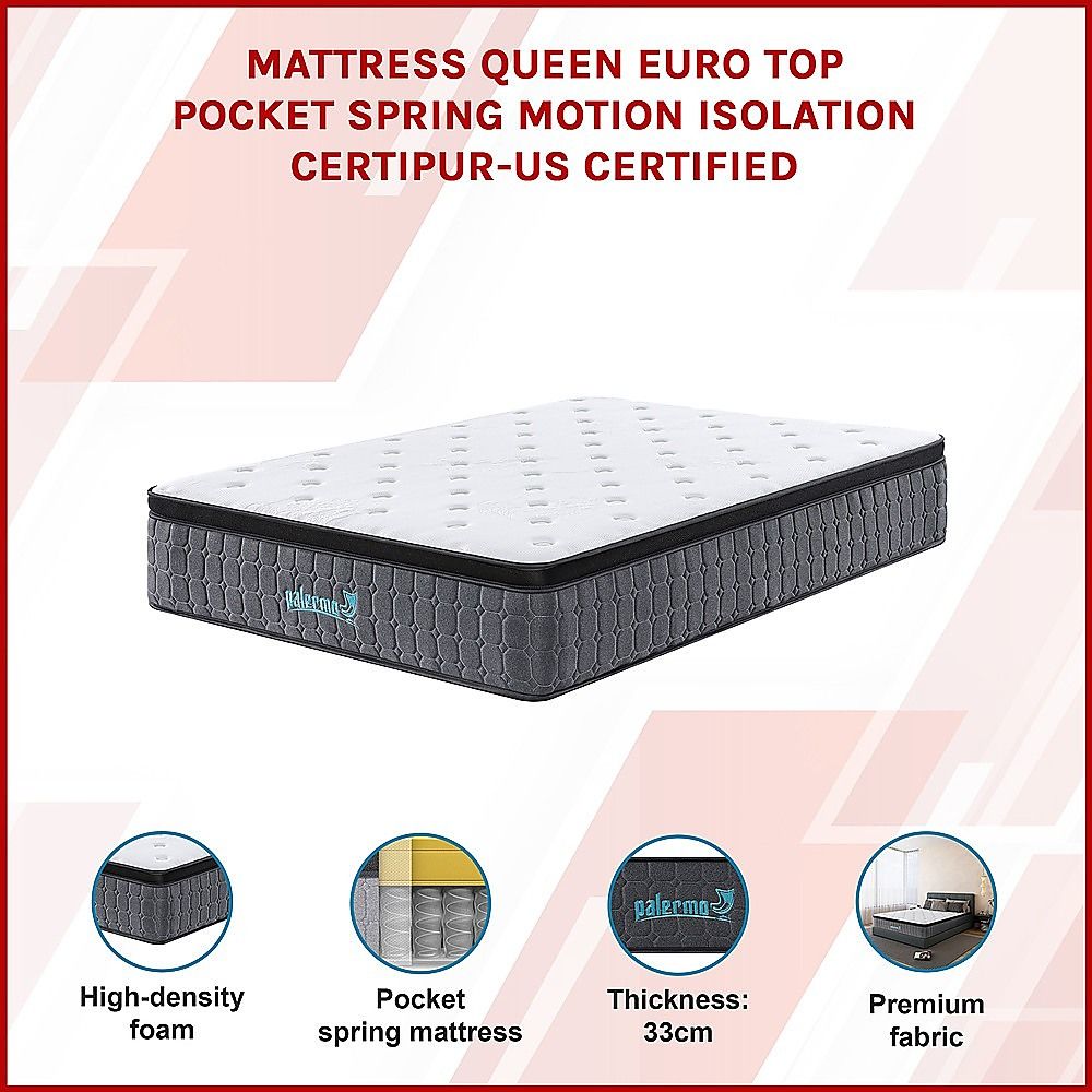 Queen Euro Top Pocket Spring Mattress – Motion Isolation Comfort with CertiPUR-US® Certified Foam Layers — image 3