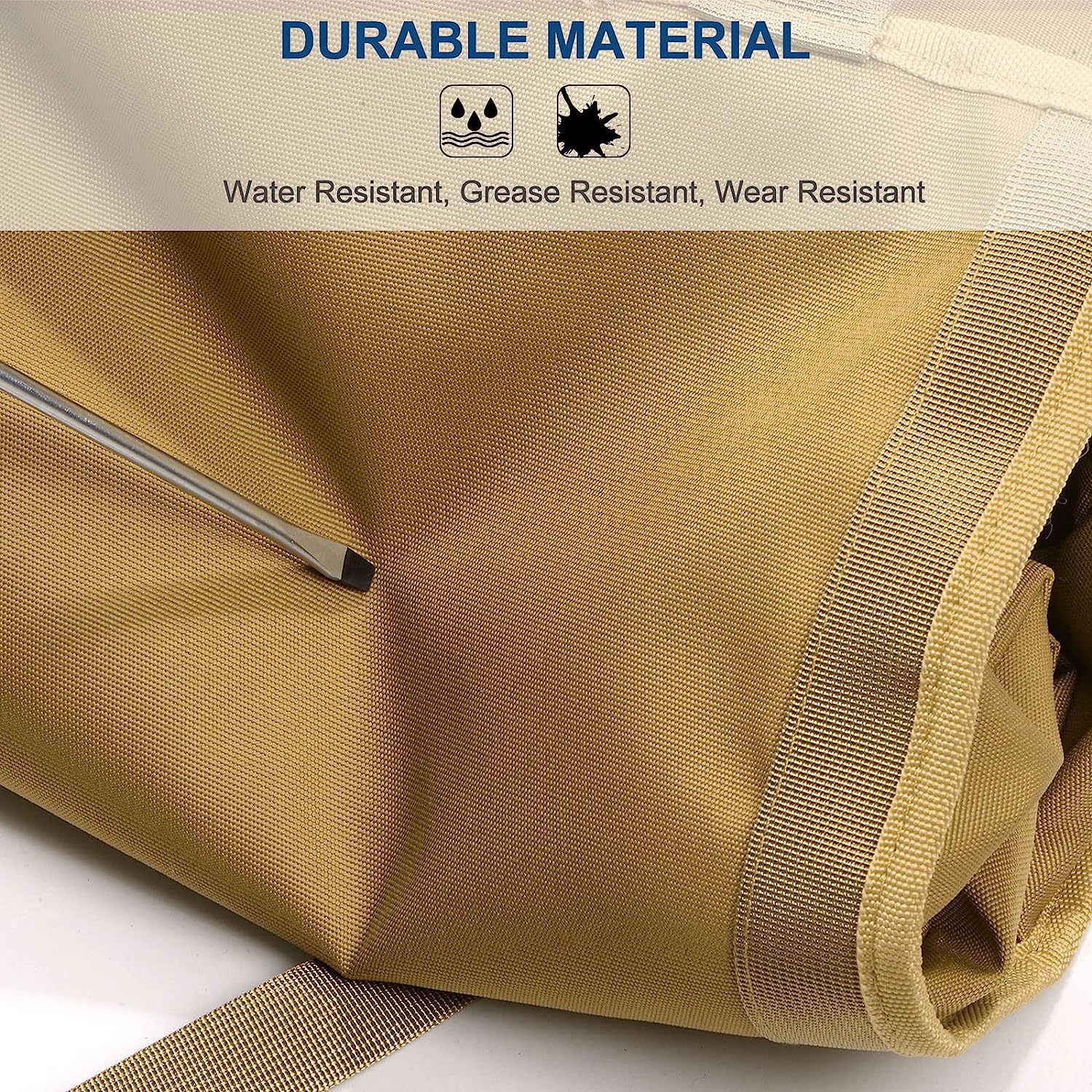Green Portable Roll-Up Tool Organizer with Zippered Pockets — image 2