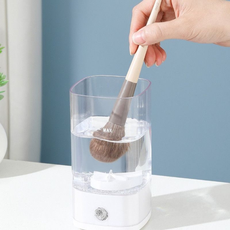 Makeup Brush Cleaner, USB-Powered High-Speed Rotating Cosmetic Brush Washing and Storage Machine—White — image 6