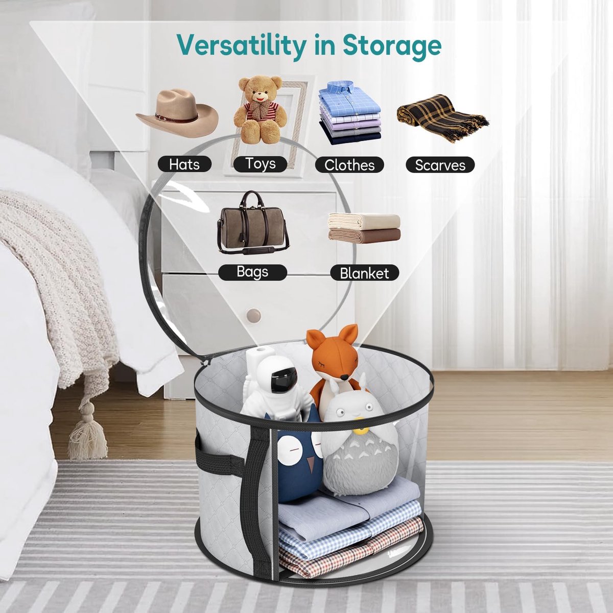 Hat Box - Hat Storage Box - Storage Box for Hats - Round Hat Boxes - Foldable Hat Storage Boxes - Stackable Hat Organizer - Baseball Cap Organizer - Hat Box — image 2