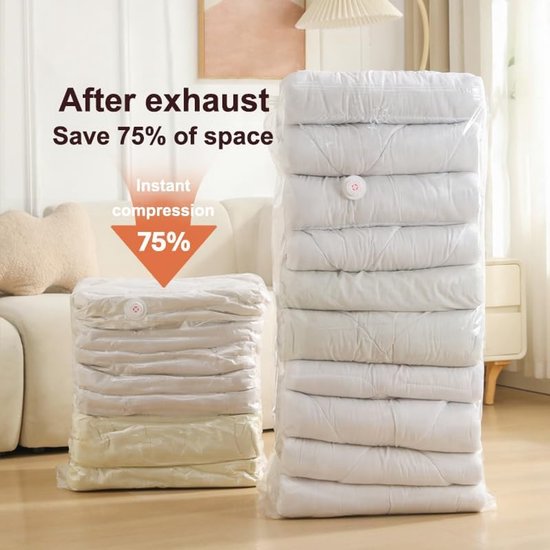 4-Piece Clothing Storage Bags - Compression Bags - Vacuum Bags for Sealing Blankets - Suitable for Travel Clothes - Reusable - Space-Saving - With Manual Press — image 5