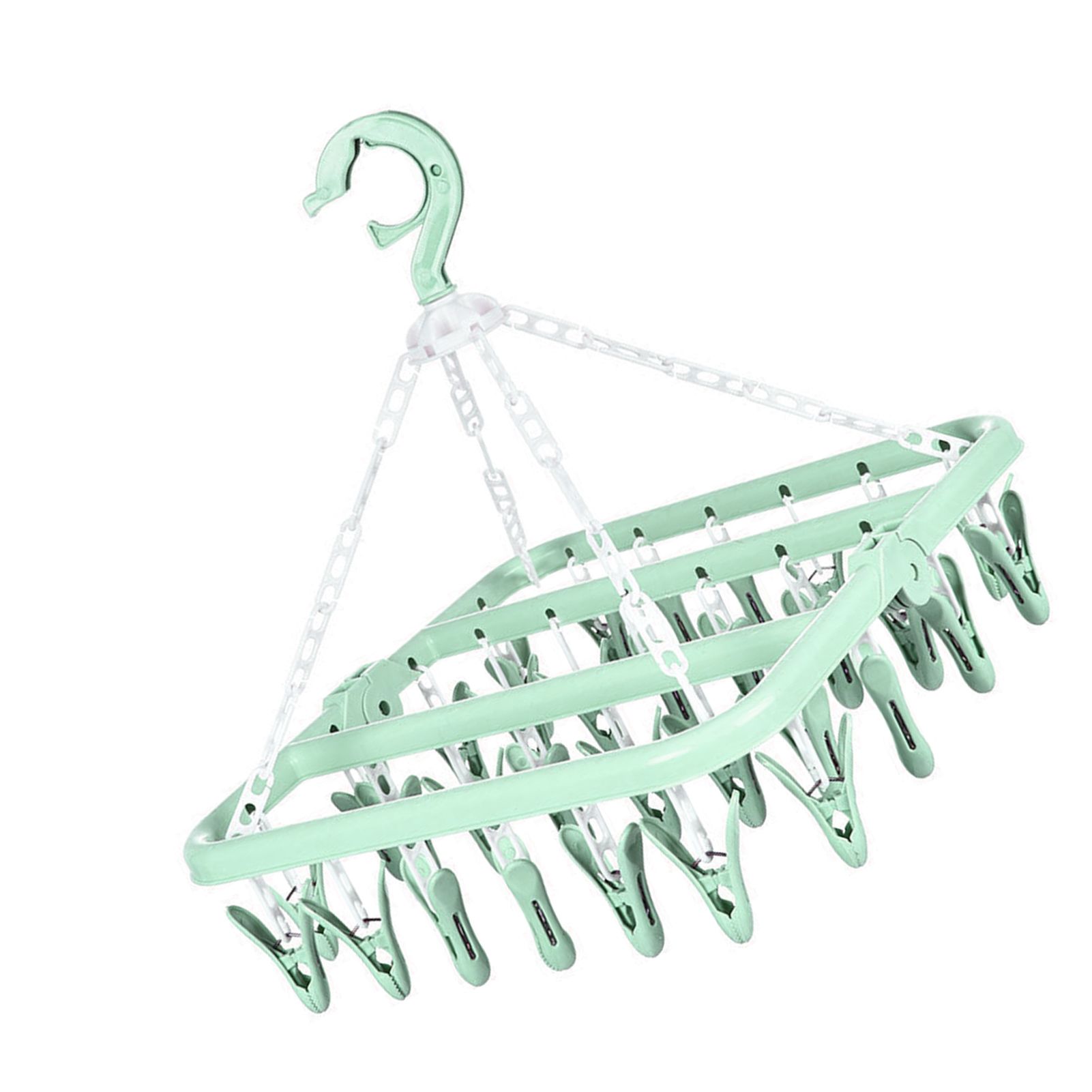 32 Clip Folding Hanger 360 Degree Rotation Household Laundry Clip Rack with Windproof Lock Drying Rack Green C0NCN — image 2