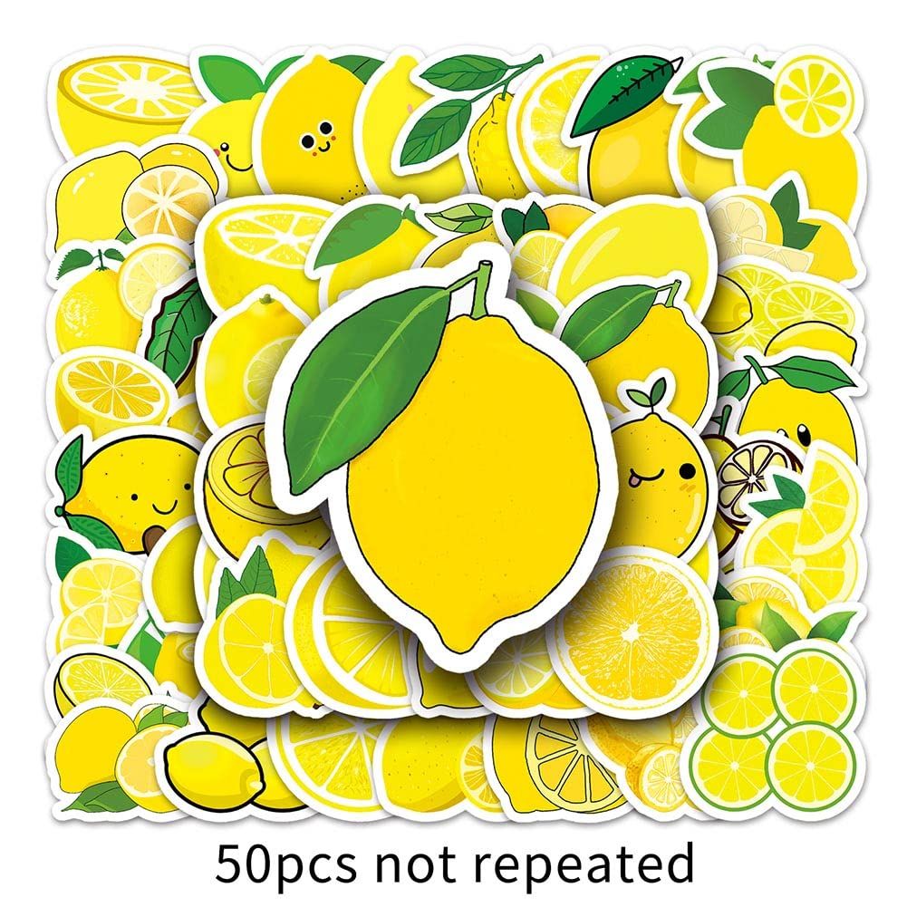 Lemon Stickers |50Pcs Lemon Waterproof Vinyl Decals for Water Bottles Laptop Luggage Cup Computer Mobile Phone Skateboard — image 5