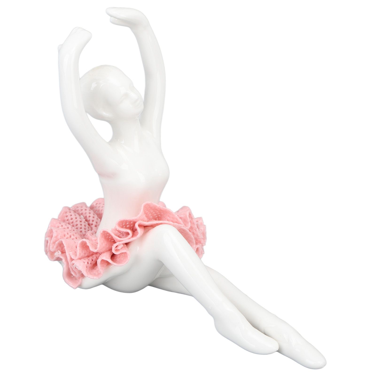 Ballet Dancer Statue Pink Ballerina Figure Ceramic Figure Decor for Table Shelf Bedroom Living Room — image 6