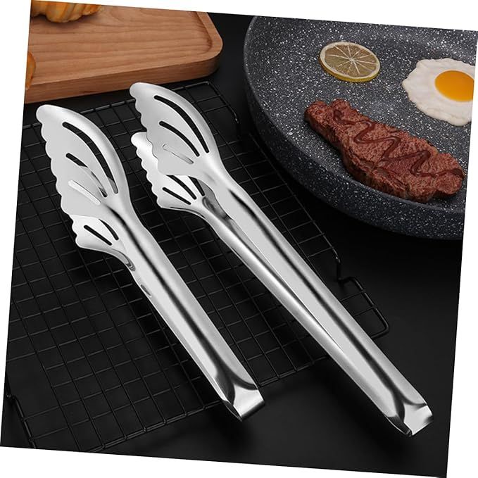 2 Pcs Stainless Steel Barbecue Clamps Set, Small and Large Bbq Tongs for Steak and Bread, Heat-resistant Food Tongs for Grilling and Cooking, Kitchen Utensils — image 5