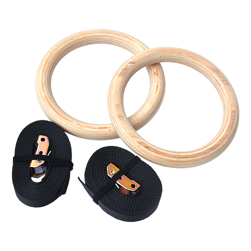 202mm Wooden Gymnastic Rings โ Olympic Gym Strength Training & Fitness