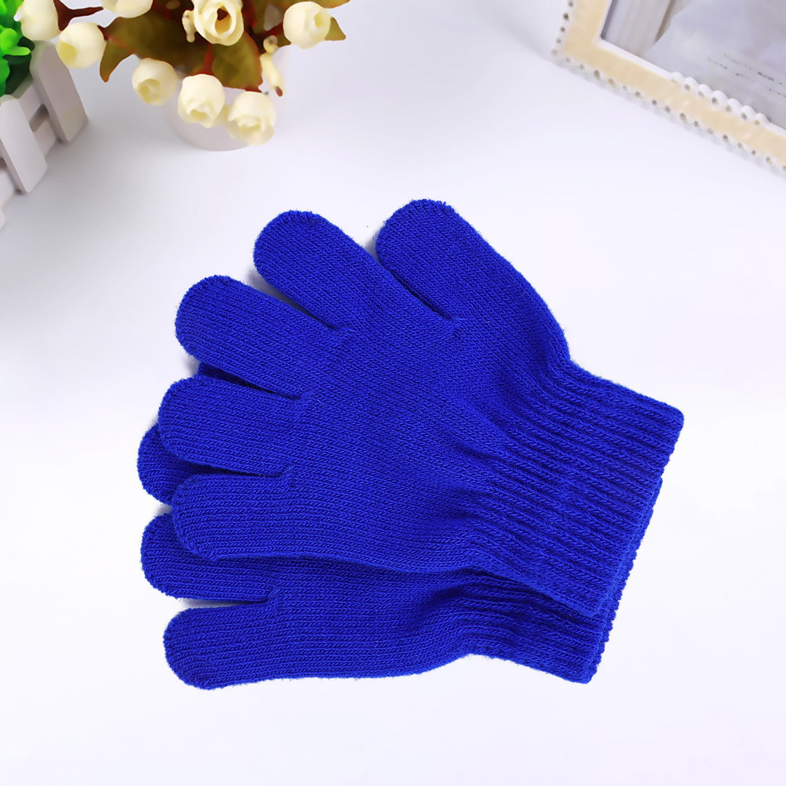 Kids Waterproof Winter Snow Gloves, Thick Stretchy Warm Gloves for Boys and Girls for Outdoor Play in Cold Weather, Blue, 5-12 Years — image 2