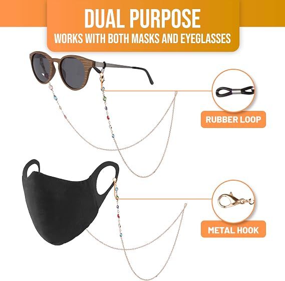 Glasses Chain (4 Pack) - Gold and Silver Eyeglass Chains - Eyeglasses Strap for Women — image 5