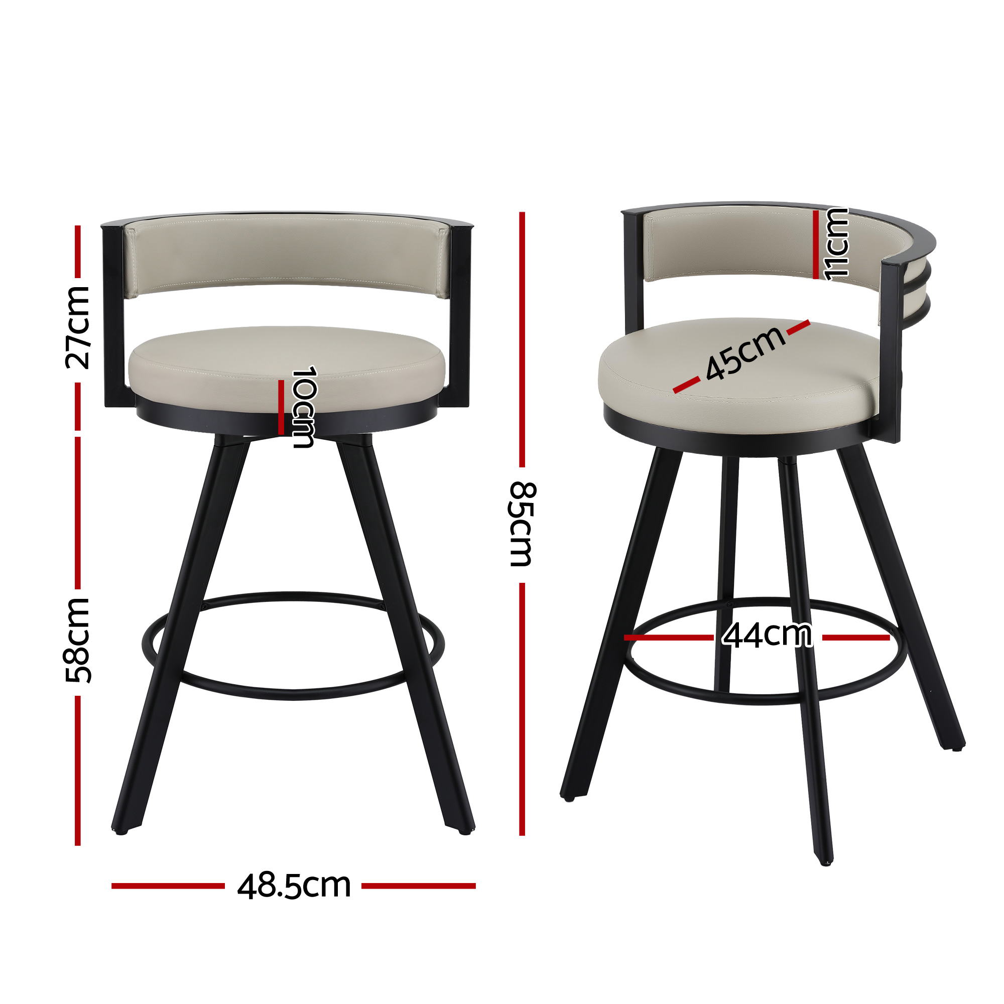 Artiss Bar Stools Set of 2 Swivel Kitchen Chair Metal Counter Beige Leather — image 2