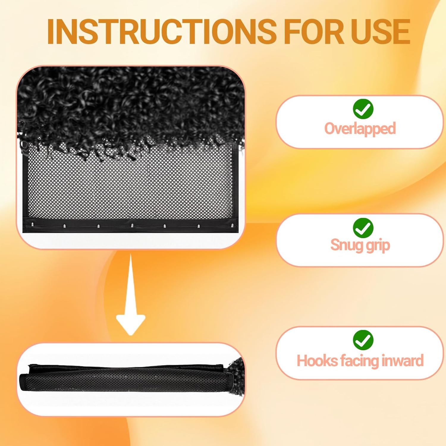 2-Pack Hair Stretcher Lengthening Net for Curly - Prevent Shrinkage Lock Hair Stretcher Looser - Wave Ringlets Hair Styling Tools Black 13in β image 3