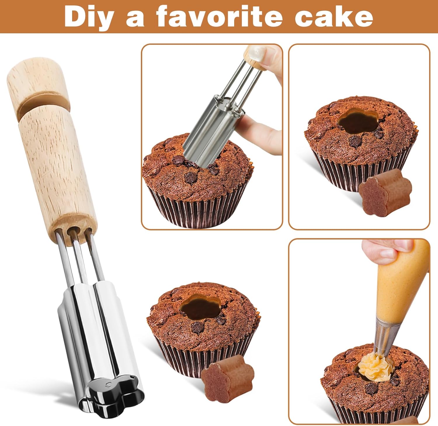 Cupcake Corer, Stainless Steel Cupcake Corer Tool Used for Cupcake Filler Tool Cake Cupcake Corer Tool Reusable Corer Tool Kitchen Cookie Baking Filling and — image 5