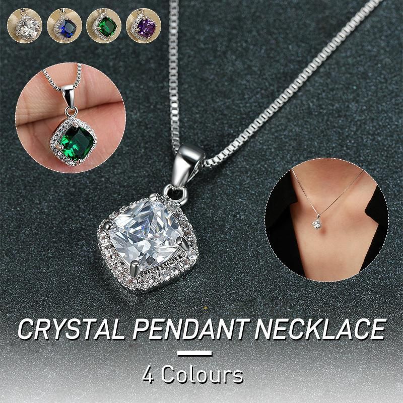 Fashion 925 Sterling Silver Stunning Square Cubic Zircon Pendant Necklace Chain - Blue โ image 2
