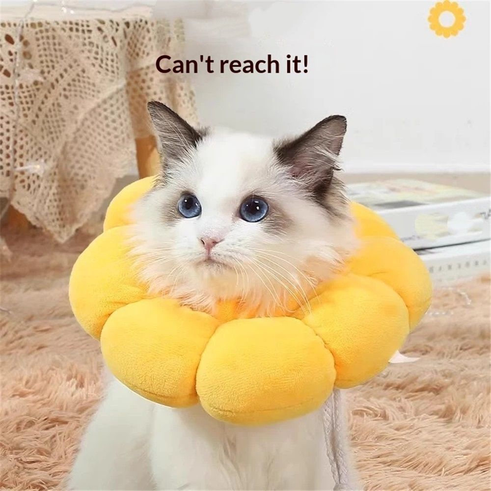 Adjustable Comfy Flower Style Collar for Cats Puppies Soft Recovery Cone Pet Protective Neck Collar (Yellow, Small) — image 2