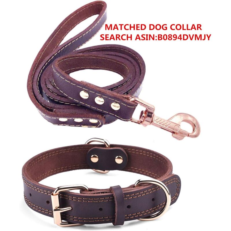 Premium Genuine Leather Dog Collar/Durable Real Leather Adjustable Collars For Male Female (size: M) — image 2