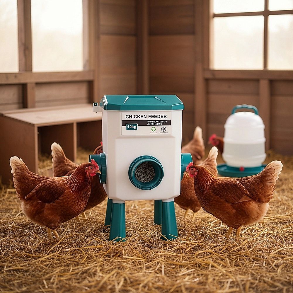 Chicken Feeder Water Food Treadle Poultry Feeding 12KG Large Capacity 11L โ image 3