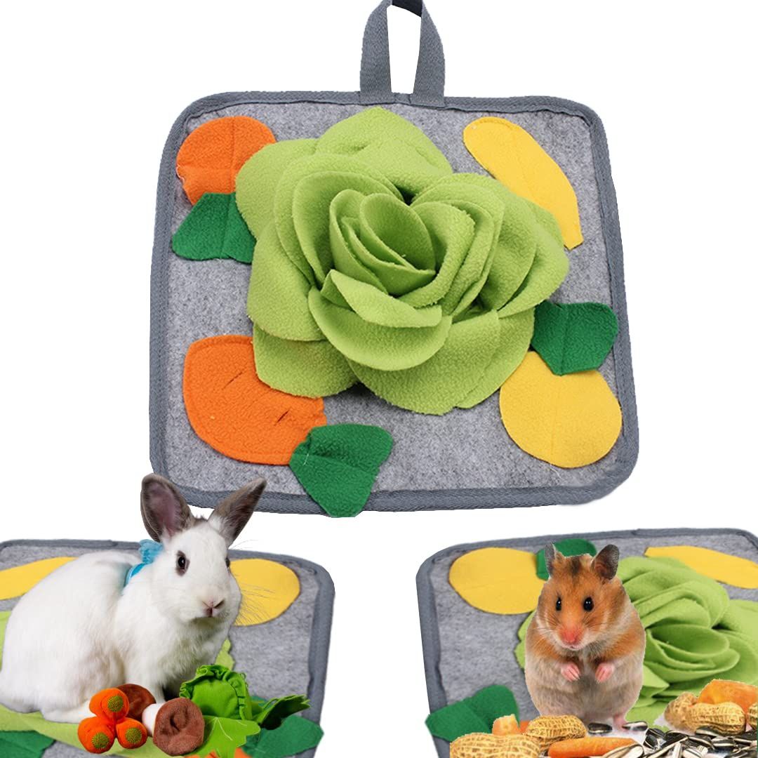 Bunny Toy,11.8''x11.8'' Washable Skin Friendly Puzzle Fun Foraging Pad Treat Dispenser Consume Energy for Rabbit Guinea Pigs — image 2