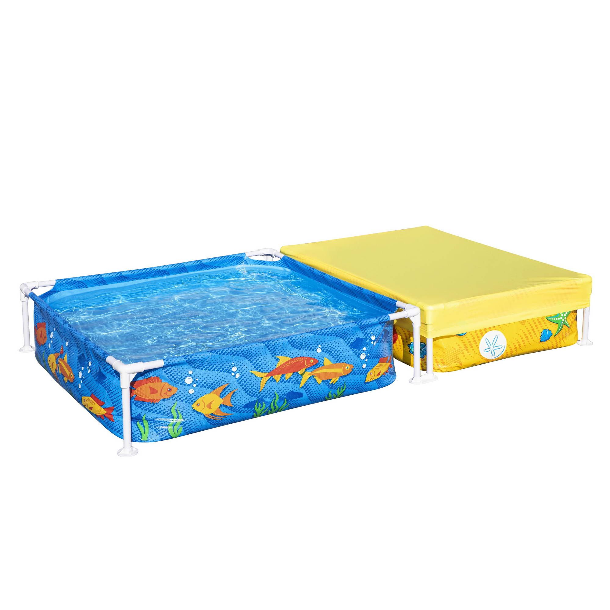 Bestway 2-in-1 Kids Pool and Sandpit Set 122cm/90cm Metal Frame Yellow Blue โ image 3