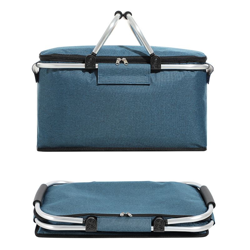 18L Insulated Picnic Basket with Aluminum Frame, Collapsible Cooler Bag, Yellow Plaid, 40 x 20 x 23 cm โ image 5