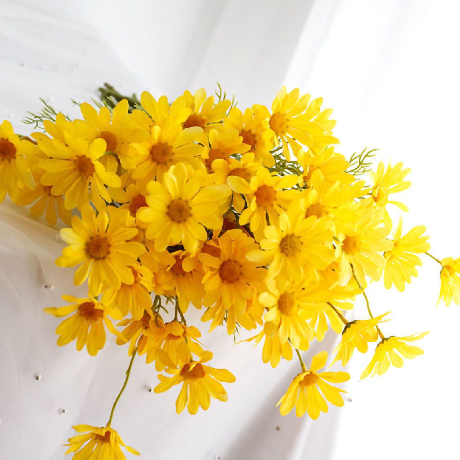 Artificial Daisy Flowers Bouquet Home Decoration for Living Room Dining Room Bedroom Office Light Yellow — image 4
