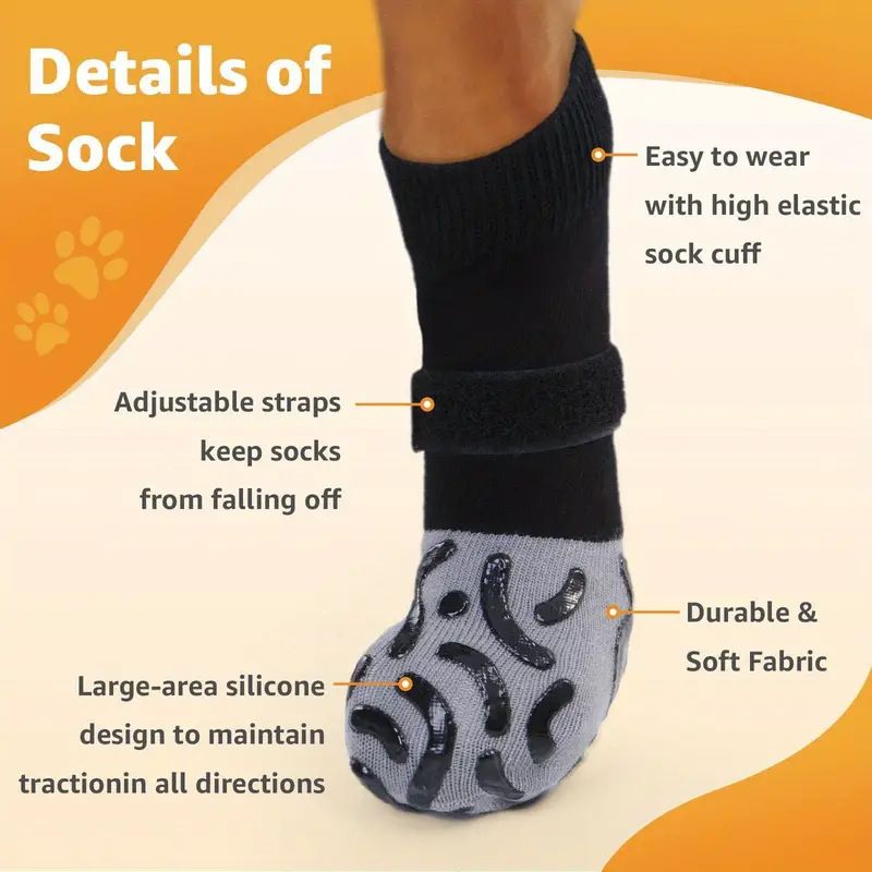 Cotton Dog Socks Striped Jacquard Pet Footwear Dark brown caterpillar [high-end storage bag] M medium size 6.5*16cm [recommended within 10-15kg — image 5