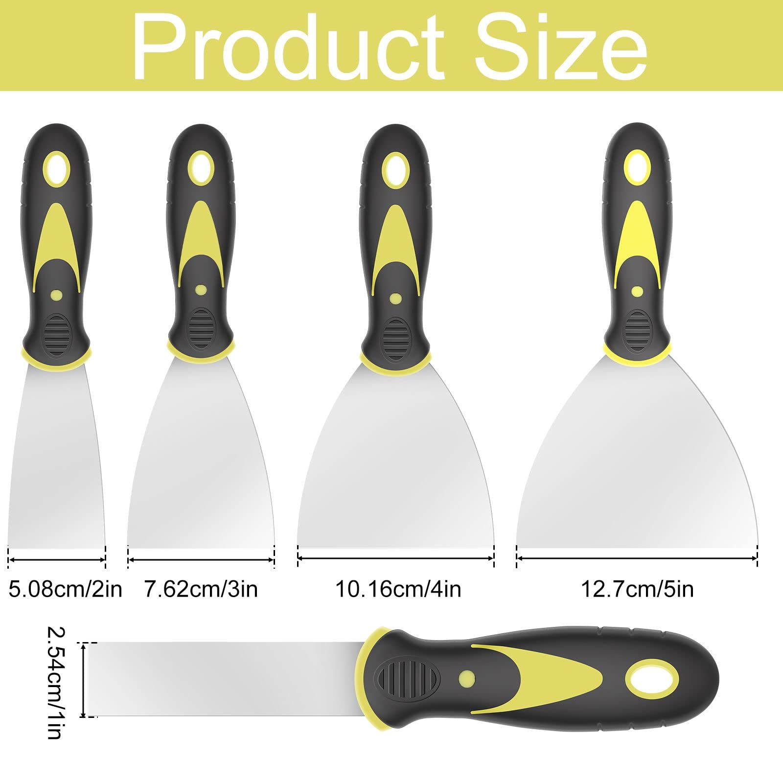 5pcs Putty Scraper Set Stainless Steel Paint Scraper Tool Kit 5 in 1 Spackle Paint Tools Caulk Removal Tool for Wallpaper Decals โ image 2