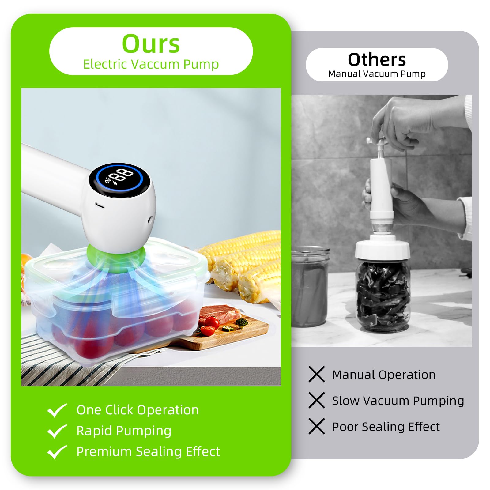 Green Electric Vacuum Sealer Kit – Portable Mason Jar & Bag Sealing Machine with Digital Display, USB Rechargeable, One-Touch Operation | Ideal for — image 5