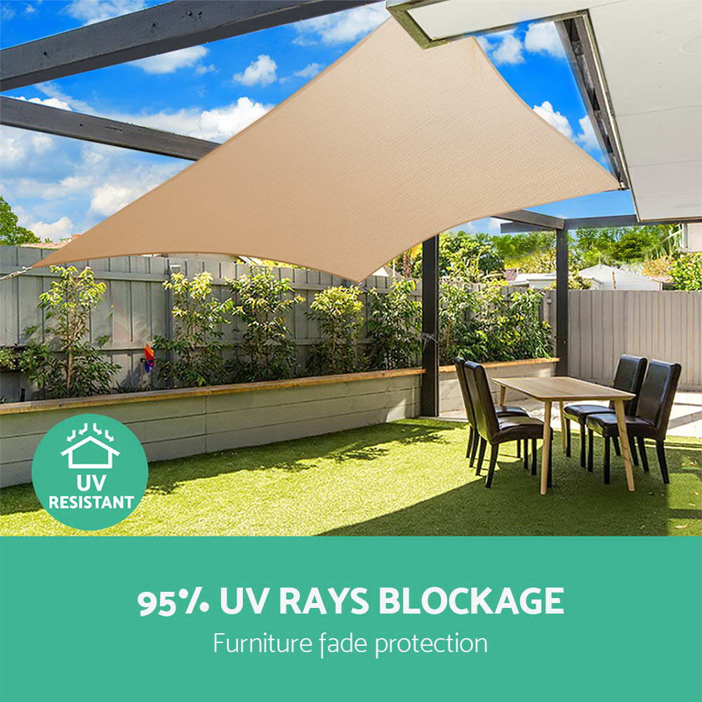 Instahut Shade Sail 5x5x5m Triangle 185GSM 95% Sand Shade Cloth โ image 5