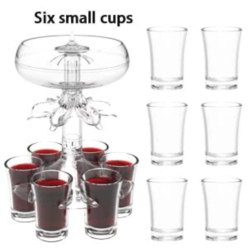 6 Shot Glass Dispenser and Holder Party Drink Shot Glass Holder Shots Dispenser Set Liquor Dispenser Cocktail Dispenser with Brush — image 2