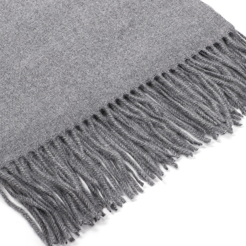 Luxury Cashmere Blend Scarf, Large 200x70cm Fringed Scarf (Ivory) โ image 4