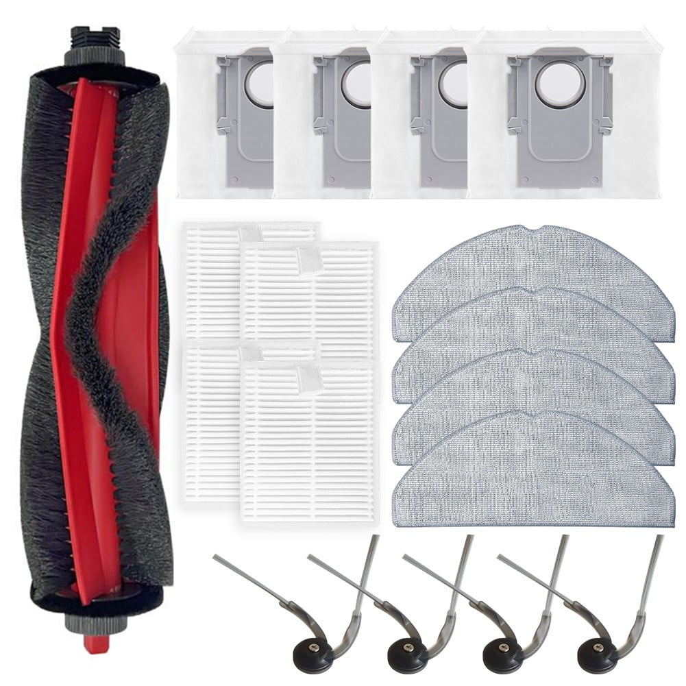 Vacuum Parts Kit, 1 Main Brush, 4 Mop Pads, 4 Filters, 4 Dust Bags and 4 Side Brushes for Roborock Q7 M5+ and Q7 TF+